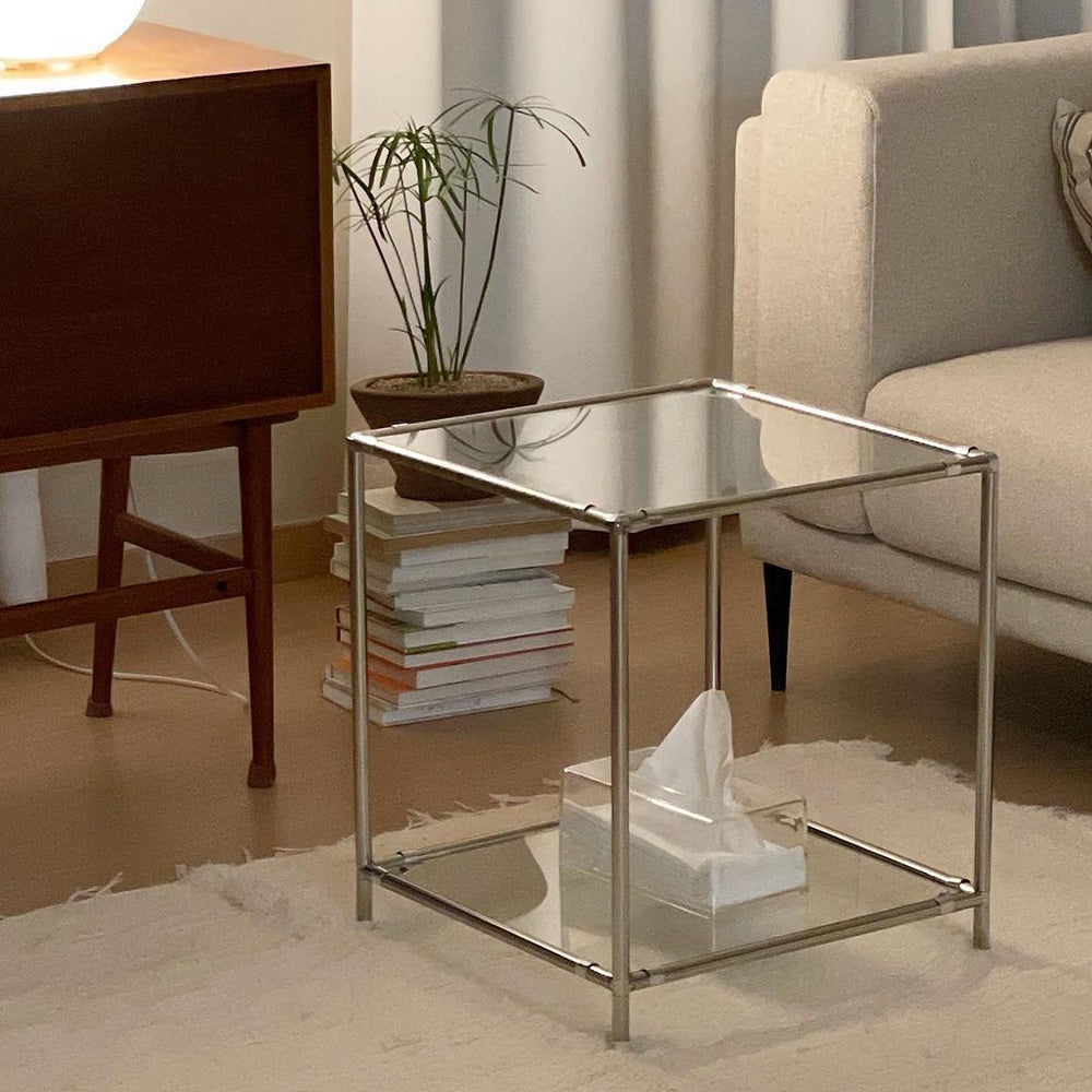 【일본 국내 배송】오그레 스테인레스 모듈 가구 큐브 사이드 테이블 (스테인레스 수평조절발 증정)