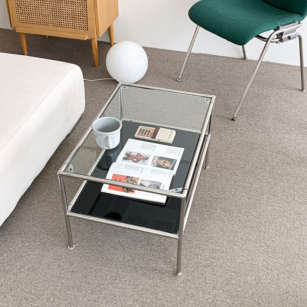 【일본 국내 배송】오그레 스테인레스 모듈 가구 2단 소파 테이블 S (스테인레스 수평조절발 증정)